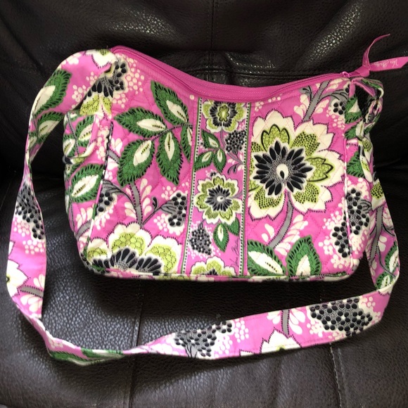 Vera Bradley Handbags - Vera Bradley pink floral purse/shoulder bag, EUC
